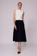 Falda Larga Jean Azul - 25011603 - Project Denim