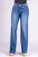 Pantalón Denim Wide Leg Mid Rise Índigo - 2401310 - Project Denim