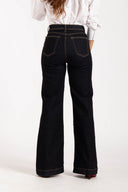 Pantalón Denim Wide Leg High Rise Black and Blue - 2401395 - Project Denim