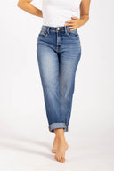 Pantalón Denim Straight Leg High Rise Índigo - 24020374 - Project Denim