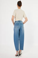 Pantalón Denim Barrel Mid Rise Indigo - 250230426 - Project Denim