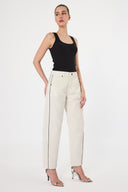 Pantalón Denim Barrel MId Rise Crudo - 250231133- Project Denim