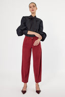 Pantalón Denim Barrel High Rise Vinotinto - 250231322 - Project Denim