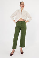 Pantalón Denim Culotte High Rise Verde - 250237810 - Project Denim