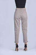 Denim Mom Mid Rise Taupe Pants - 325