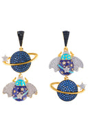 Aretes Largos Mariposa Esmalte Amatista - ARI138D-1 - Senda