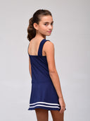 Vestido Niña Extrema Azul Turquí Linea Blanca - Volea