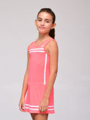 Vestido Niña Extrema Coral Neón Linea Blanca - Volea