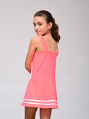 Vestido Niña Extrema Coral Neón Linea Blanca - Volea