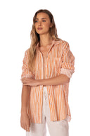 Camisa Botones Rayas Naranja Arabella - 9472- Kibys