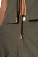 Crop Top Chaleco Dolly Dark Olive - 9512 - Kibys