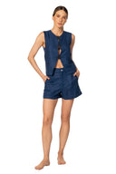Crop Top Chaleco Dafne Deep Blue - 9574 - Kibys