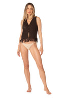 Crop Top Chaleco Kassandra Knit Chocolate - 9603 - Kibys