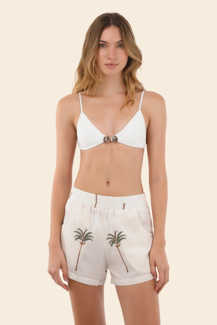 Short Ivory Summer Palms Muse - C151369 - Malai