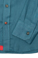 Camisa Lino Manga Larga De Hombre - Azul Petróleo - Redflag