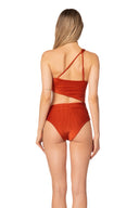 Enterizo Un Hombro Hannah Terracota - 96143 - Kibys