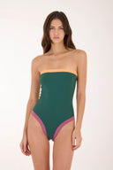 Enterizo Strapless Emerald Color Blend Lunaria - O41396 - Malai