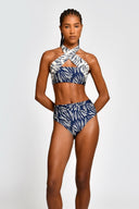 Bikini Top Cuello Alto Paola Navy Shells - 2802T - Encantadore