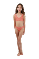 Girl's Bikini Textured Sparkling Sunset Orange Jazz - K75204 - Malai